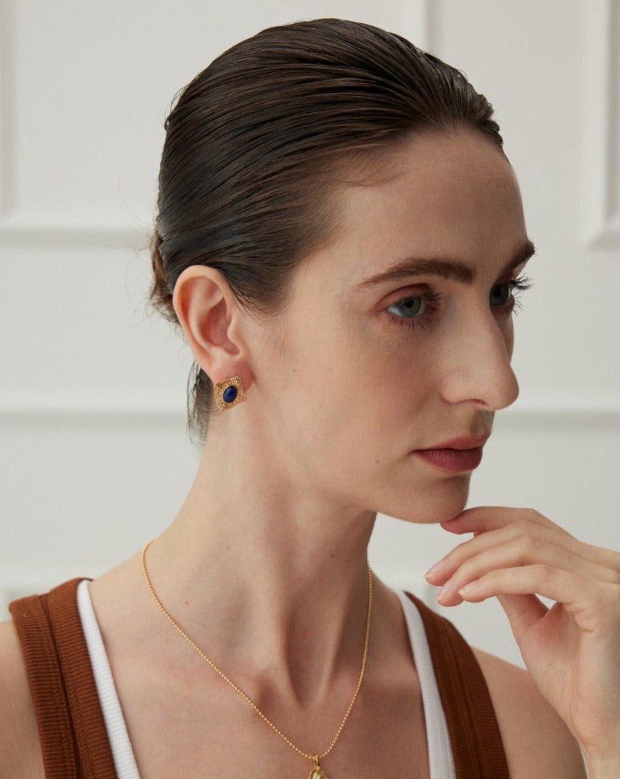 Aphrodite's Sapphire Elegance Earrings - Solene Paris concept store
