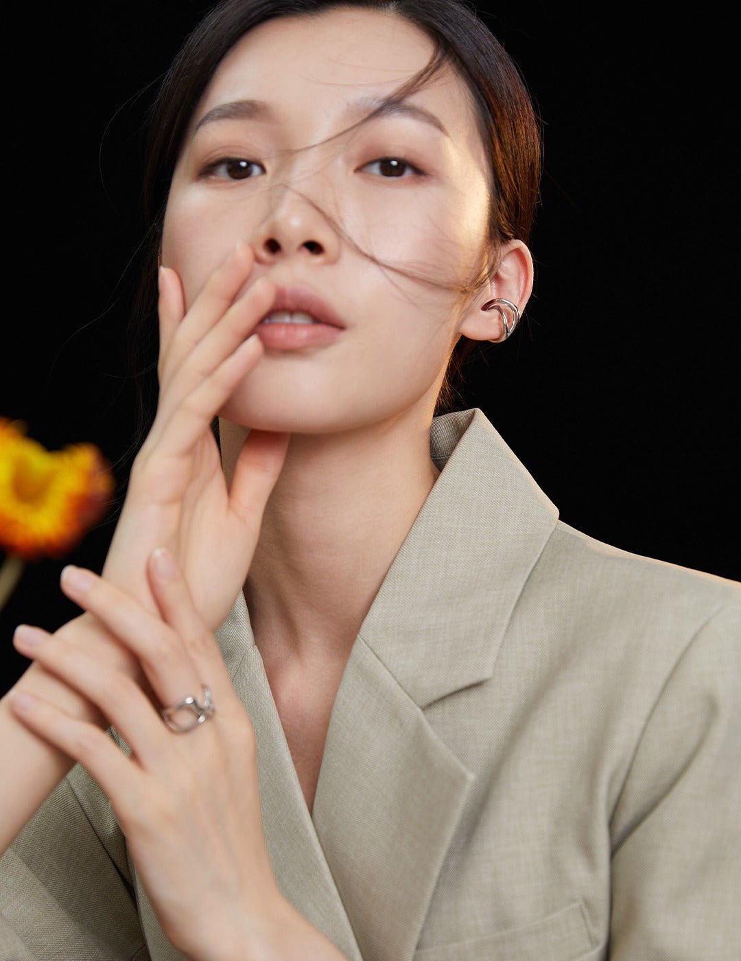 Gilded Geometry Silver Ear Clip - Solene Paris concept store