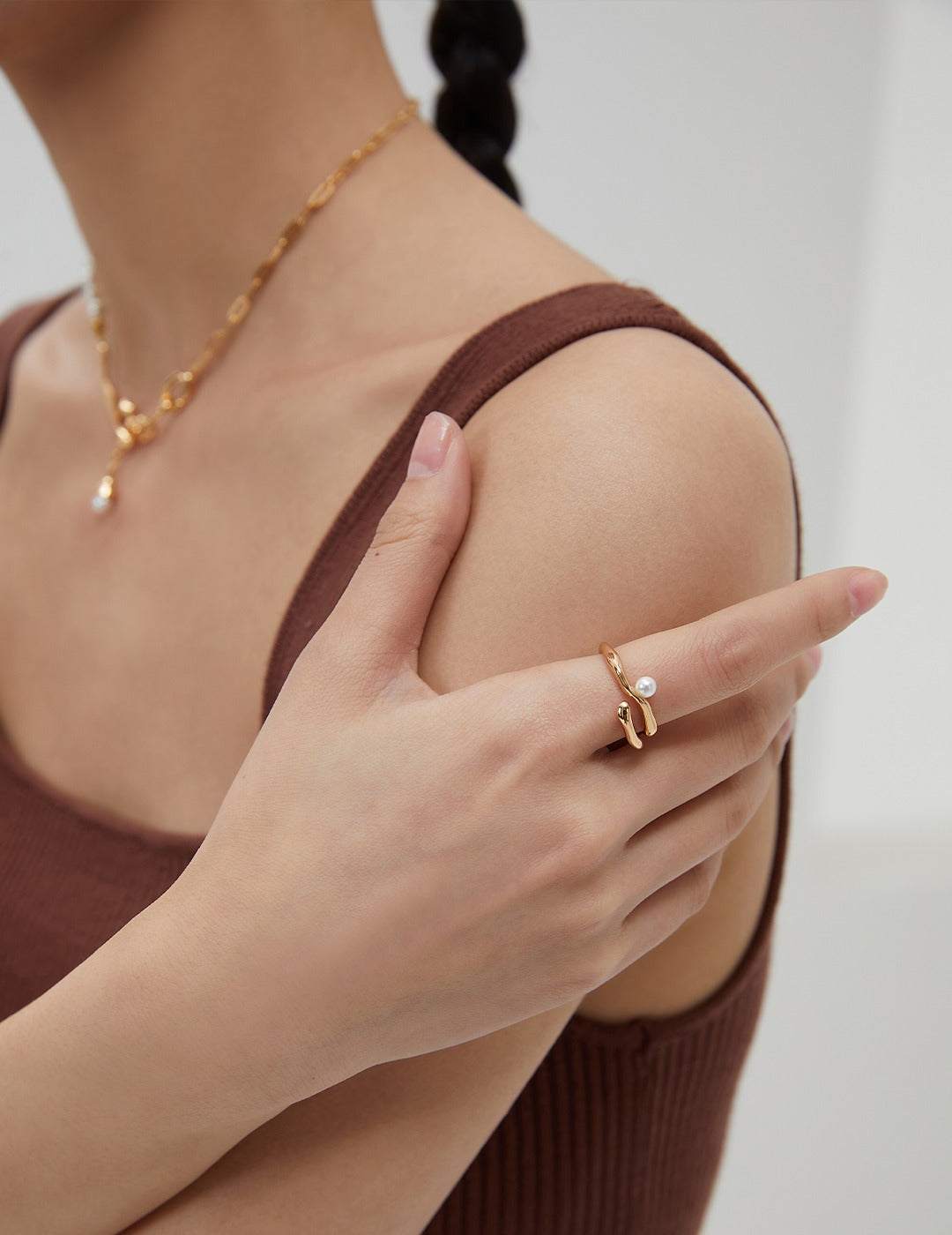 Bague de perles Danse du ruisseau qui coule